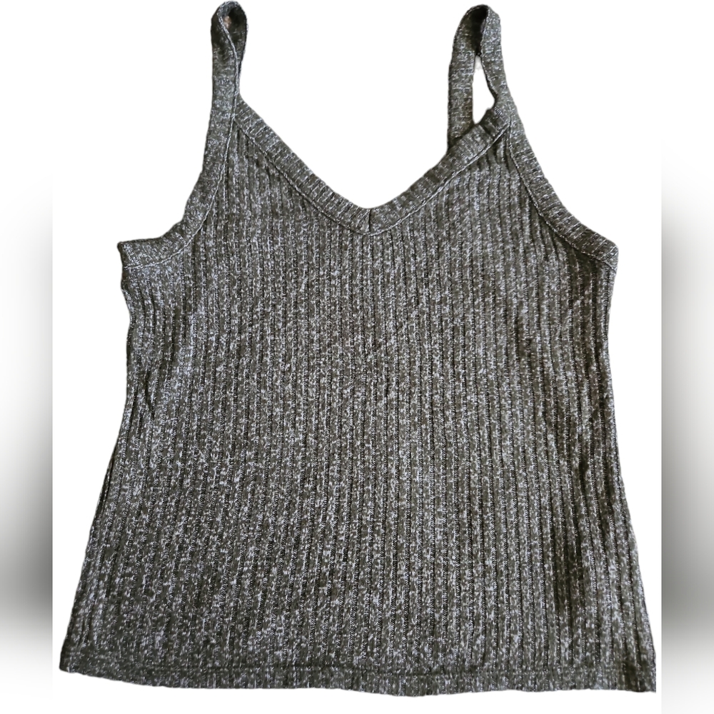 American Eagle Dark Green Knit Ribbed Crop Top